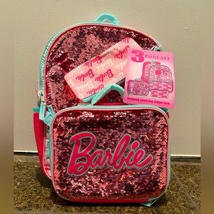 Barbie Sequined Backpack with Lunch Box